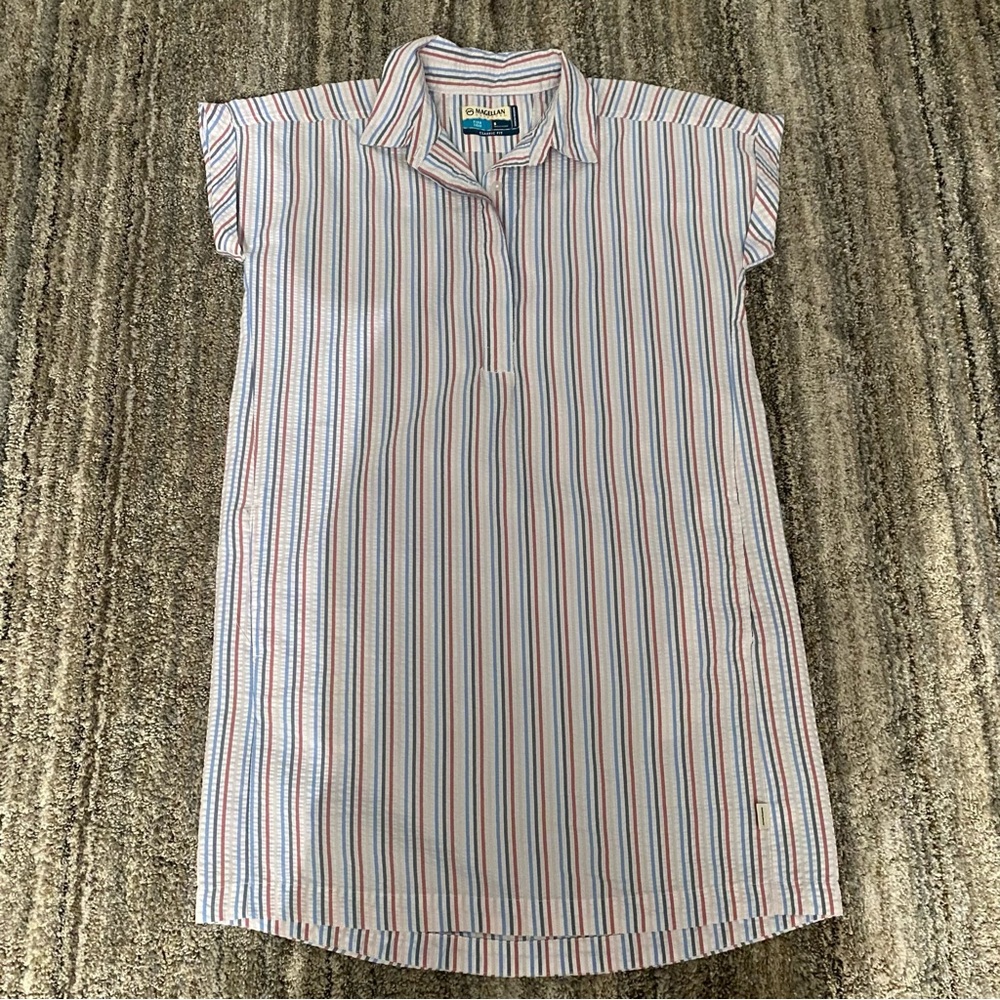 Magellan Outdoors Striped Button-Up Dress (c)